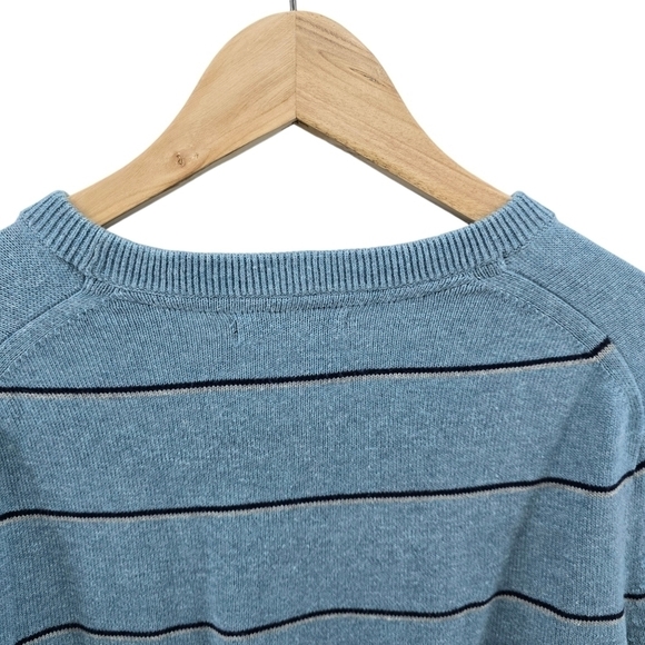 Banana Republic Crewneck Cotton Stripe Sweater Blue Men's Large Jumper - Picture 7 of 8